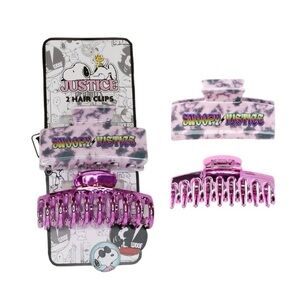 Justice Peanuts Snoopy Tie Dye Print & Metallic Claw Clips